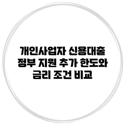 개인사업자 신용대출 정부 지원 추가 한도와 금리 조건 비교