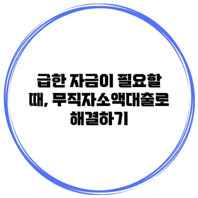 급한 자금이 필요할 때, 무직자소액대출로 해결하기