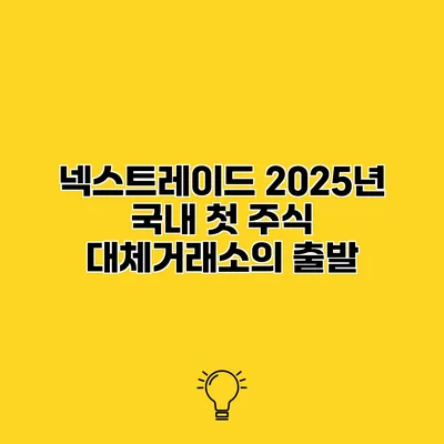 넥스트레이드 2025년 국내 첫 주식 대체거래소의 출발