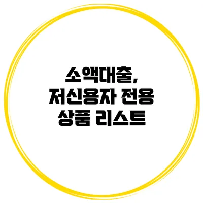 소액대출, 저신용자 전용 상품 리스트