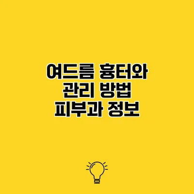 여드름 흉터와 관리 방법 피부과 정보