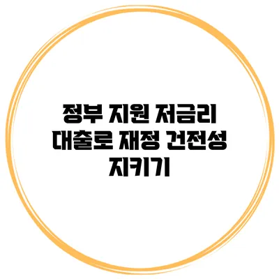 정부 지원 저금리 대출로 재정 건전성 지키기