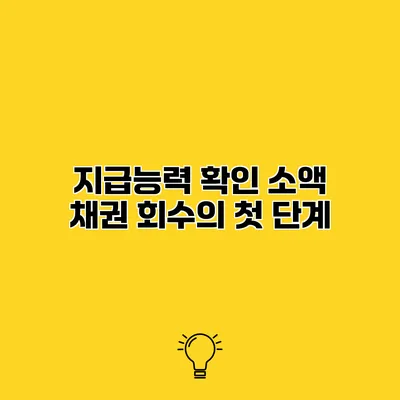 지급능력 확인 소액 채권 회수의 첫 단계