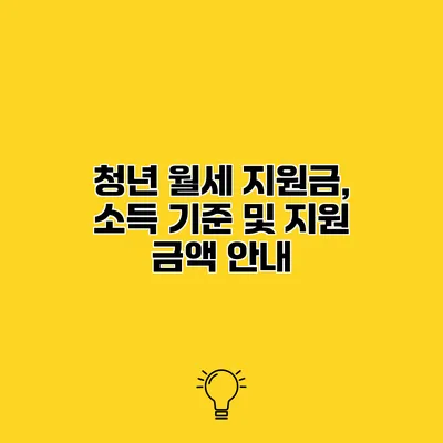 청년 월세 지원금, 소득 기준 및 지원 금액 안내