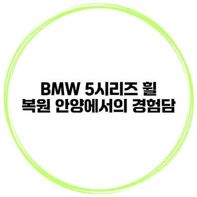 BMW 5시리즈 휠 복원 안양에서의 경험담