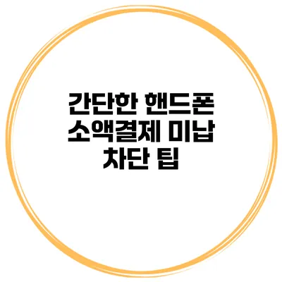 간단한 핸드폰 소액결제 미납 차단 팁