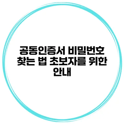 공동인증서 비밀번호 찾는 법 초보자를 위한 안내