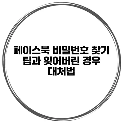 페이스북 비밀번호 찾기 팁과 잊어버린 경우 대처법