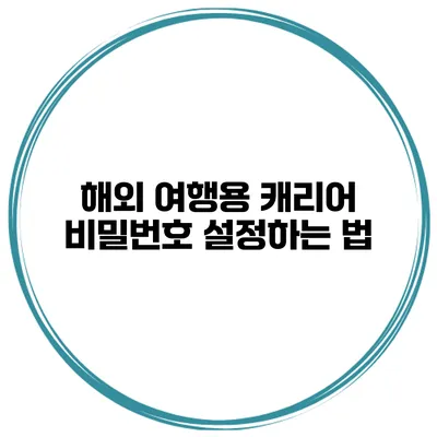 해외 여행용 캐리어 비밀번호 설정하는 법