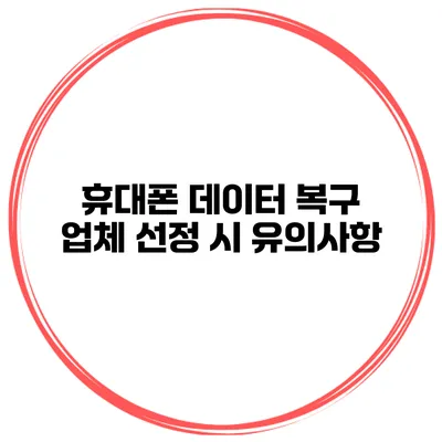 휴대폰 데이터 복구 업체 선정 시 유의사항
